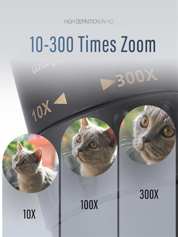 10-300X Zoom Powerful Binoculars Long Range Professional Monocular Telescope HD 4K High Quality BAK4-Prisms Portable for Camping