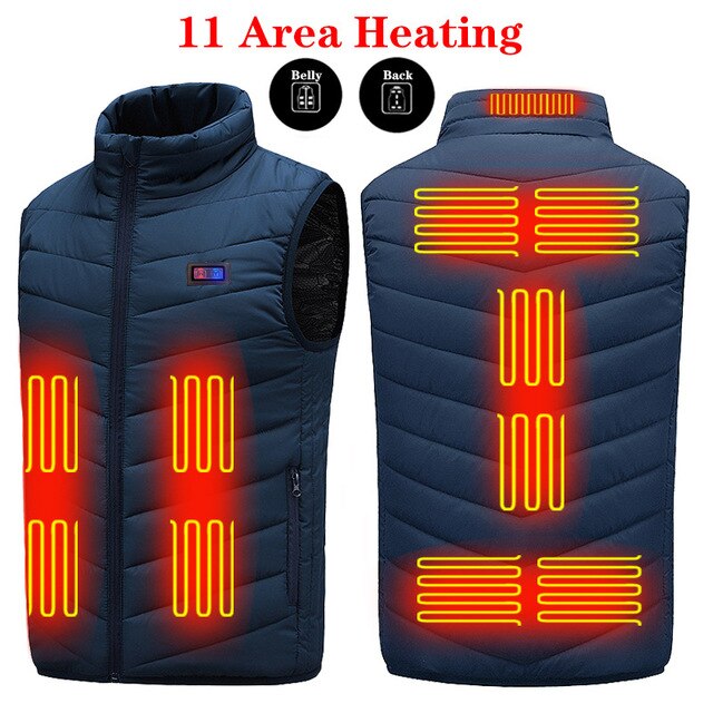 13PCS Heated Jacket Fashion Men Women Coat Intelligent USB Electric Heating Thermal Warm Clothes Winter Heated Vest Plussize