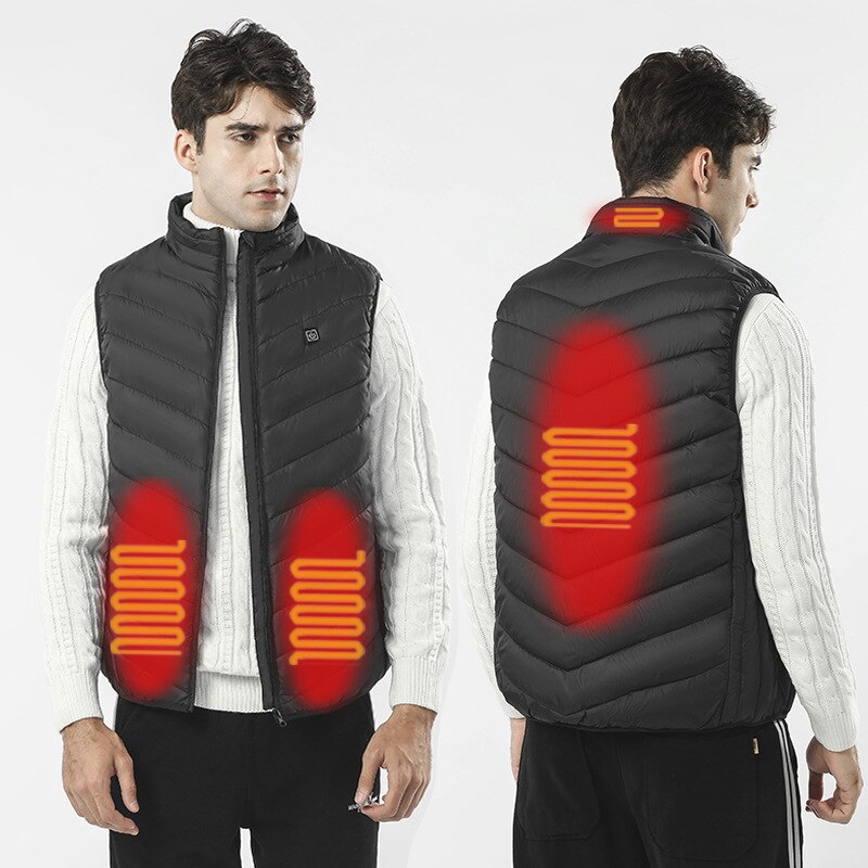 13PCS Heated Jacket Fashion Men Women Coat Intelligent USB Electric Heating Thermal Warm Clothes Winter Heated Vest Plussize