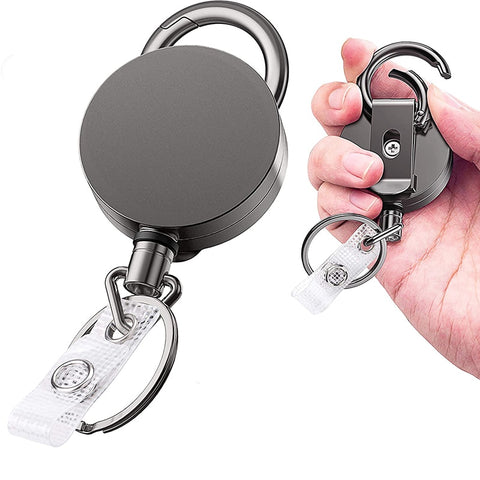 1PCS New Carabiner Card Key Ring Clip Retractable Pull Key Ring Chain Reel Extendable Belt Reel ID Lanyard Card Badge Holder