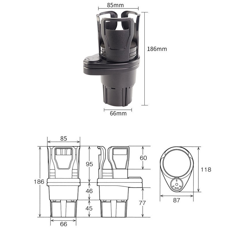 2 In 1 Top Mount 360 Degree Rotatable Drink Cup Holder