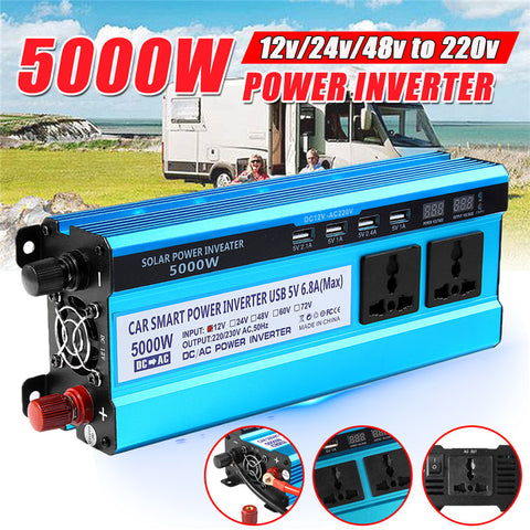 Car Smart Power 3000/4000/5000W Inverter DC 12V 24V 48V To AC 220V