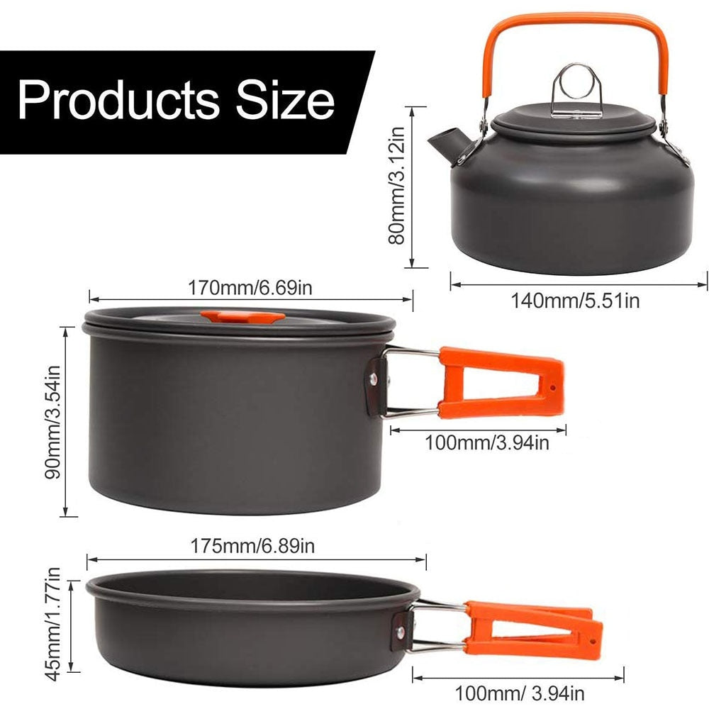 Outdoor Camping Aluminum Cookware Kit