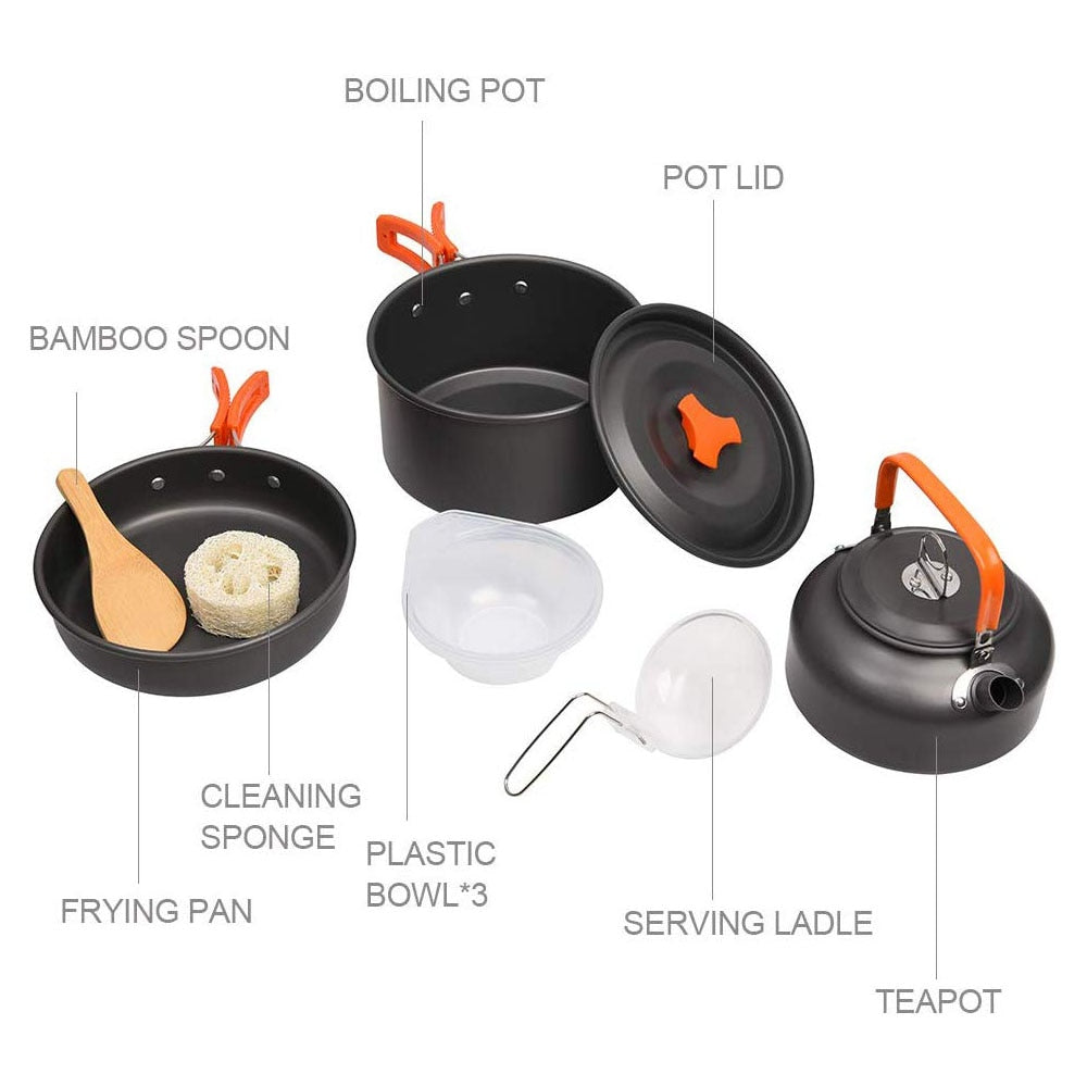 Outdoor Camping Aluminum Cookware Kit