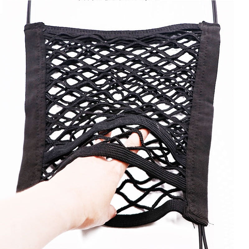 Hook-On Car Storage Net As A Between-Seats Mesh Organizer