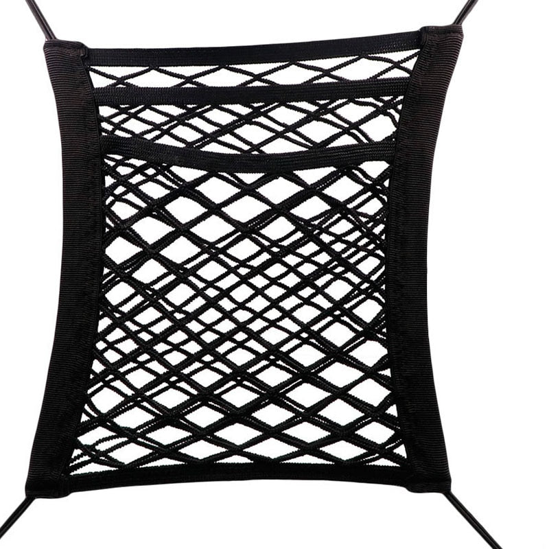 Hook-On Car Storage Net As A Between-Seats Mesh Organizer