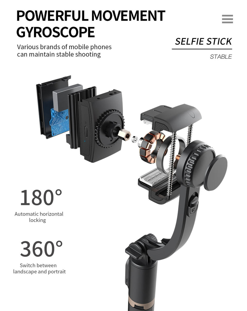 Motion Stabilization Bluetooth Friendly Handheld Smart Gimbal Stick For Smartphones Selfies