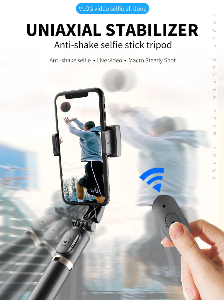 Motion Stabilization Bluetooth Friendly Handheld Smart Gimbal Stick For Smartphones Selfies