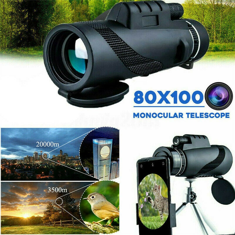 Monocular Telescope 80x100 HD Powerful Zoom Celestron Magnification Telescope Tripod Phone Clip Outdoor Hunt Camping Accessories