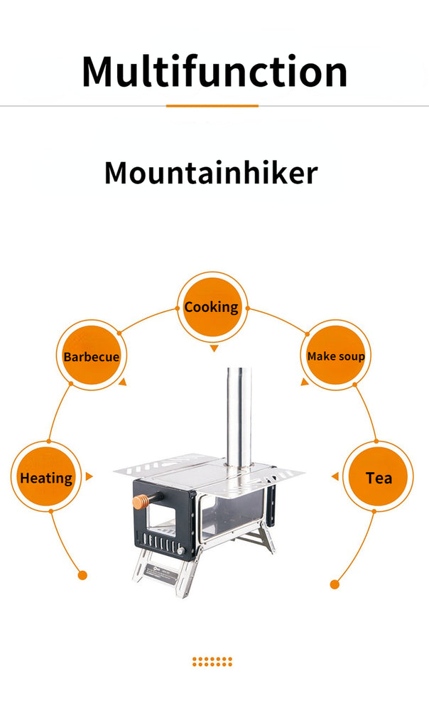 Stainless Steel Wood Stove For Camping Tent Heater Outdoor Mountaineering Survival