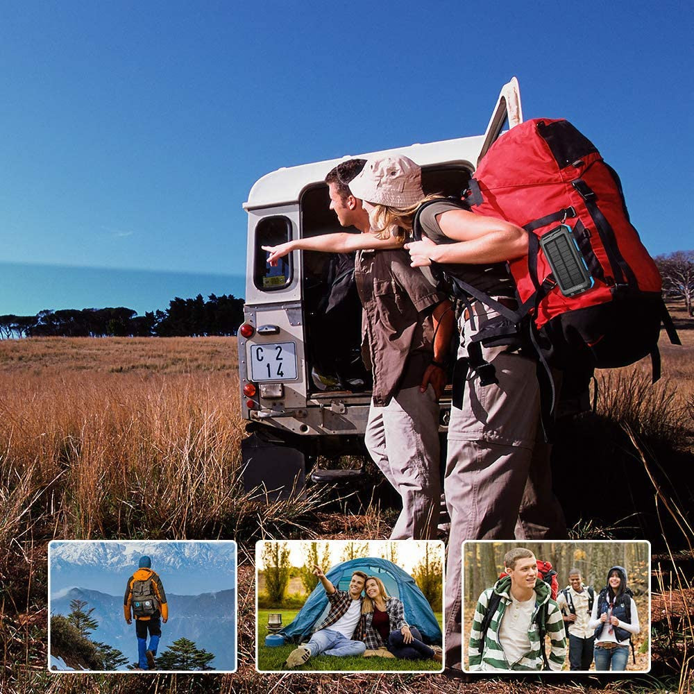 Outdoor 20000mAh Portable Solar Power Charger Bank With LED Flashlight