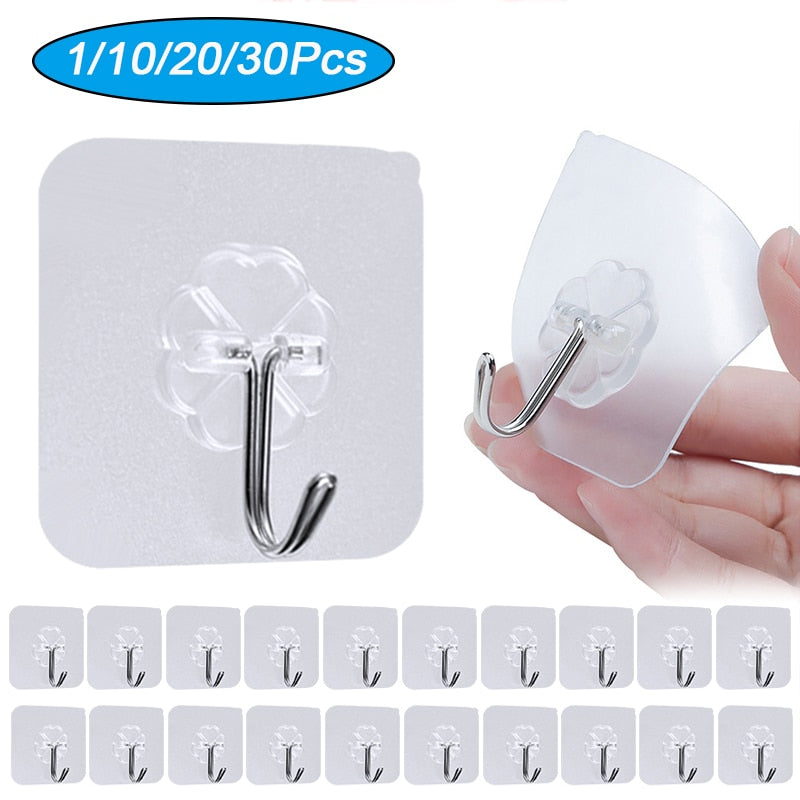 Transparent Surface Hook  |  Punch Free, Nail Free, No Drilling No Hole Stainless Steel Wall Hanger In Transparent Color