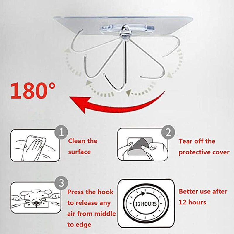 Transparent Hooks for Bathroom Self Adhesive Door Wall Hook Hanger Suction for Kitchen Storage Garlands Towel Hanging Hooks