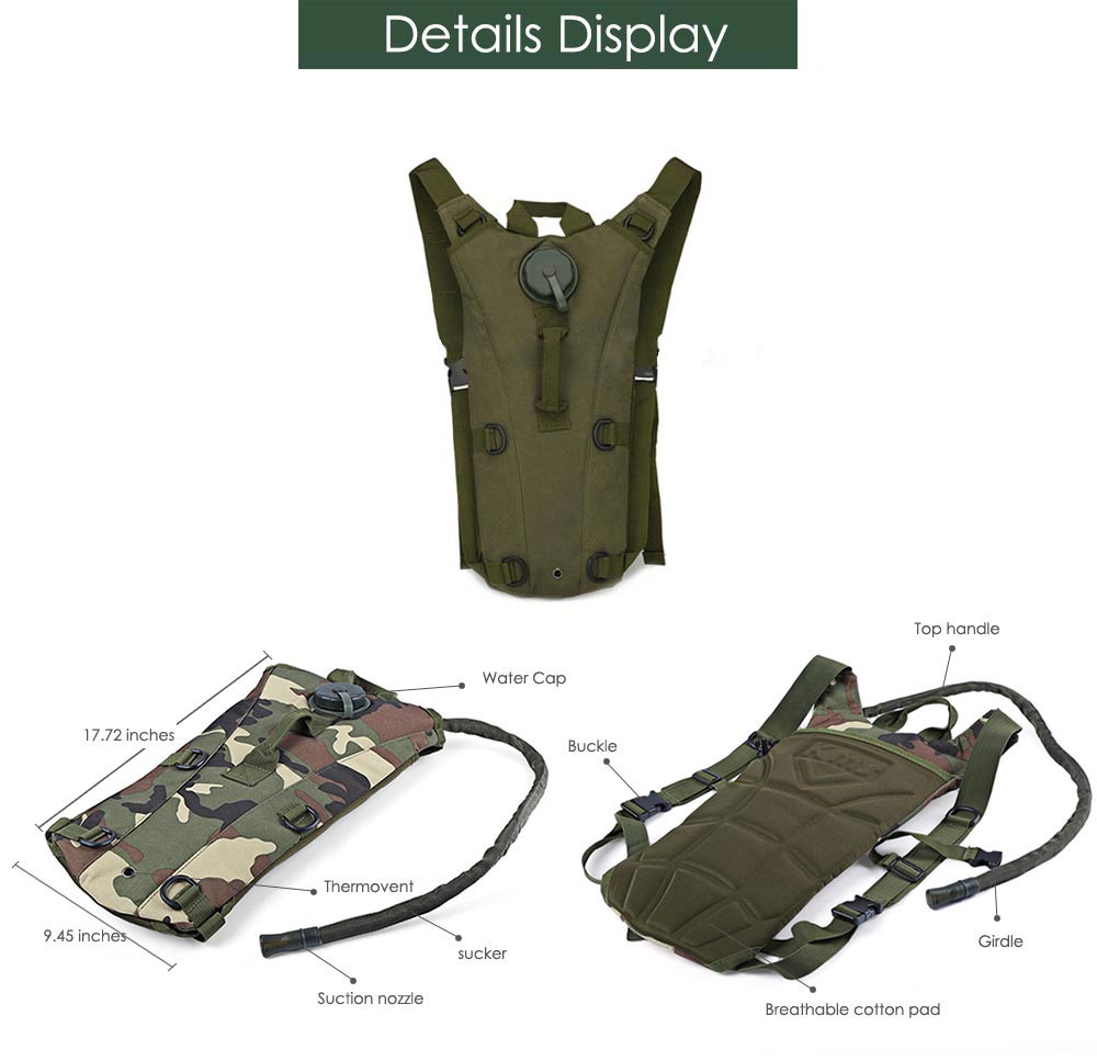 3L Water Pouch Knapsack Tactical Camp Hydration Backpack - Urban Gears Unlimited