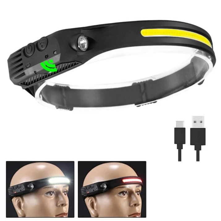 USB LED Induction Headlamp Flashlight | Rechargeable & Waterproof