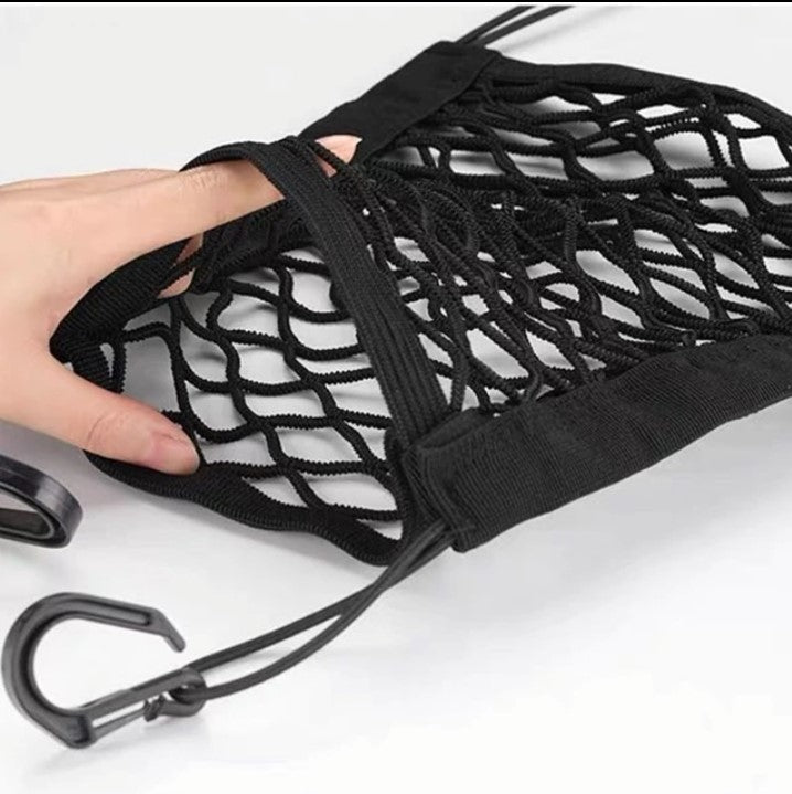 Hook-On Car Storage Net As A Between-Seats Mesh Organizer