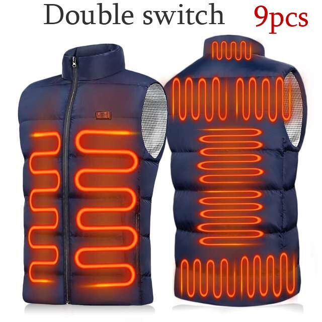 13PCS Heated Jacket Fashion Men Women Coat Intelligent USB Electric Heating Thermal Warm Clothes Winter Heated Vest Plussize