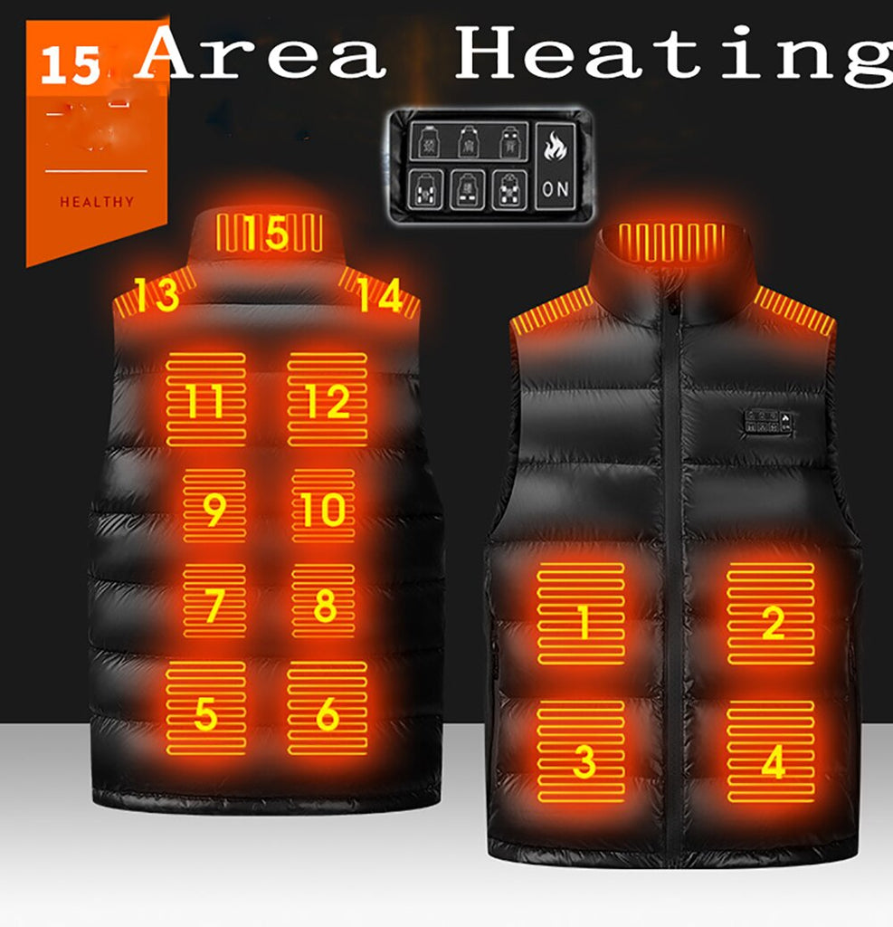 13PCS Heated Jacket Fashion Men Women Coat Intelligent USB Electric Heating Thermal Warm Clothes Winter Heated Vest Plussize