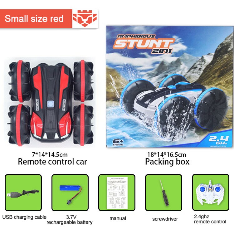 360 Rotate Rc Cars Remote Control Stunt Car 2 Sides Waterproof Driving On Water And Land Amphibious Electric Toys For Children