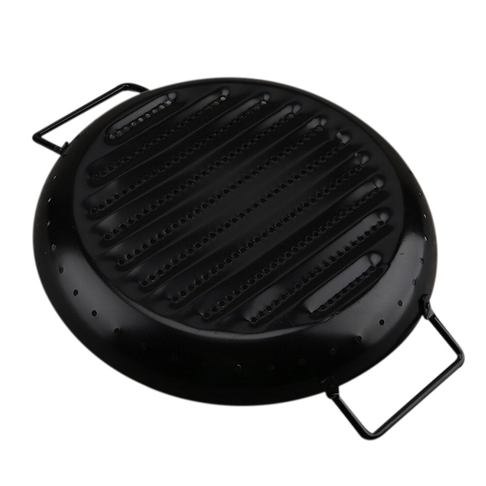 Carton Steel With Handles Outdoor Party Vegetable Meat Camping BBQ Nonstick Skillet Portable Cooking Frying Grill Pan Picnic