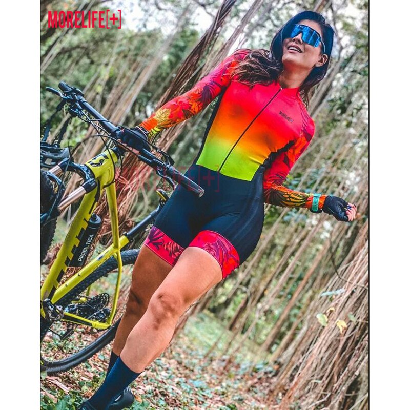 MLC Women Triathlon Cycling Jersey Macaquinho Ciclismo Feminino Mountain Bike Cycling Shirt Cycling Shorts Elastic Belt Gel Pad