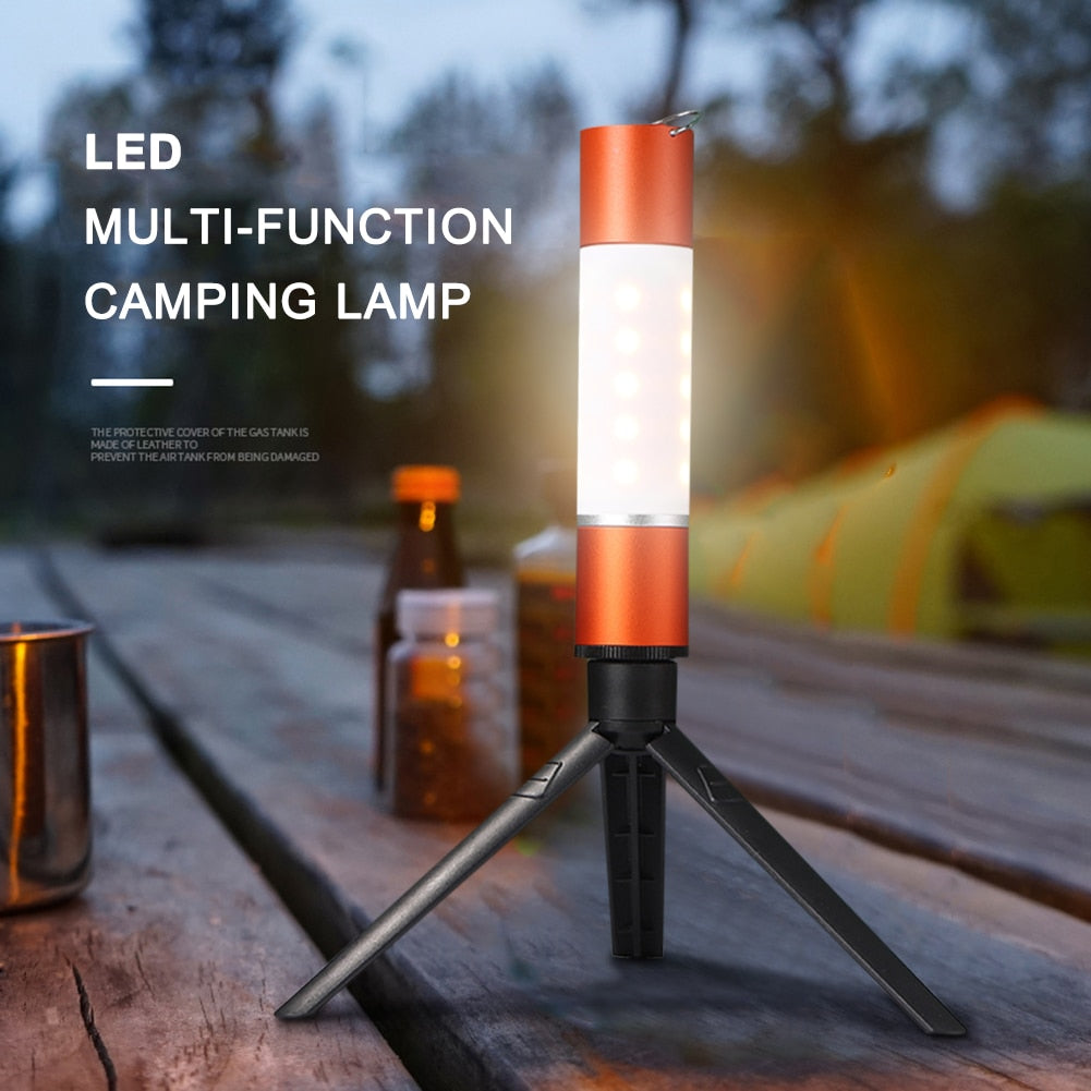 Outdoor Camping LED Telescopic Flashlight with Tripod Nuts Multifunctional Rechargeable Retractable Torch Light Table Lamp