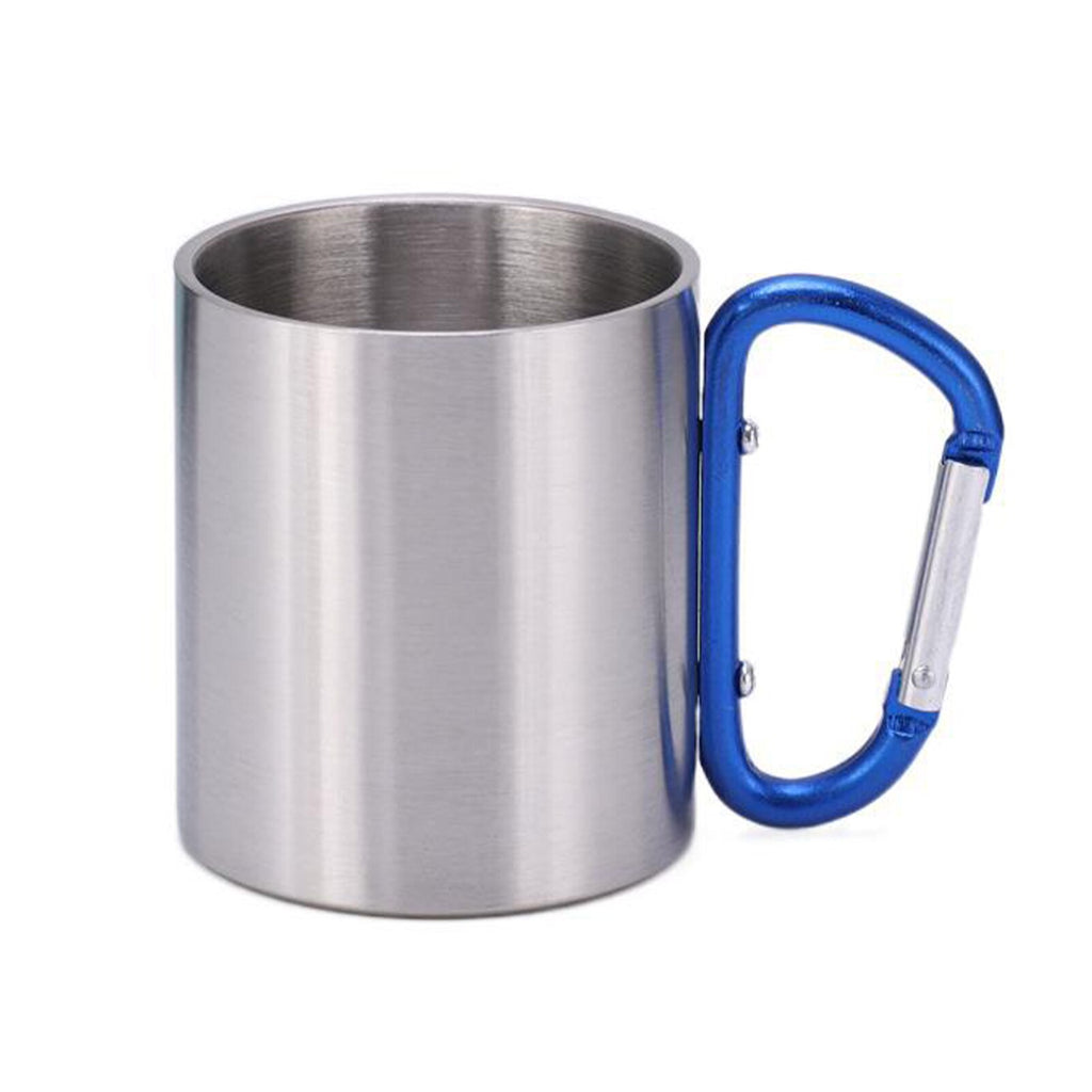Picnic Hiking Stainless Steel Coffee Travel Water Portable Double Wall Carabina Handled Restaurant Camping Cup Outdoor Tableware