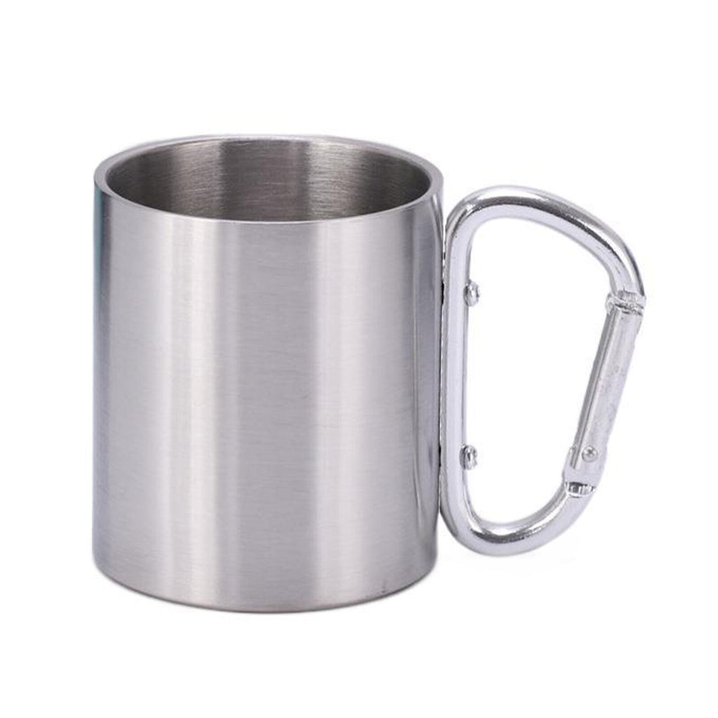 Picnic Hiking Stainless Steel Coffee Travel Water Portable Double Wall Carabina Handled Restaurant Camping Cup Outdoor Tableware