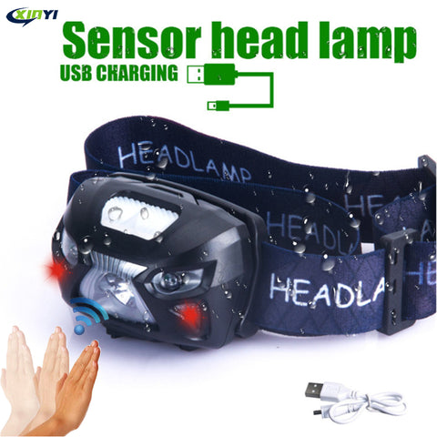 Powerfull LED Headlamp Built-in battery Rechargeable LED Headlight Body Motion Sensor Head Flashlight Camping Torch Light Lamp