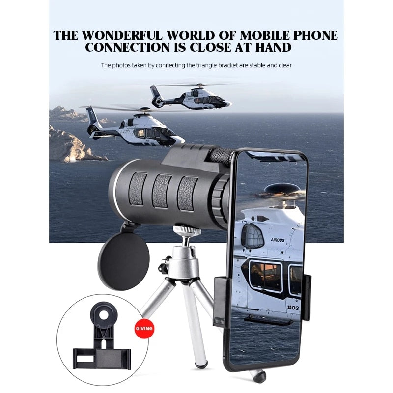 Professional Monocular Powerful Binoculars Long Range HD Telescope Bak4 Zoom Portable Low Night Vision Military Hunting Tourism