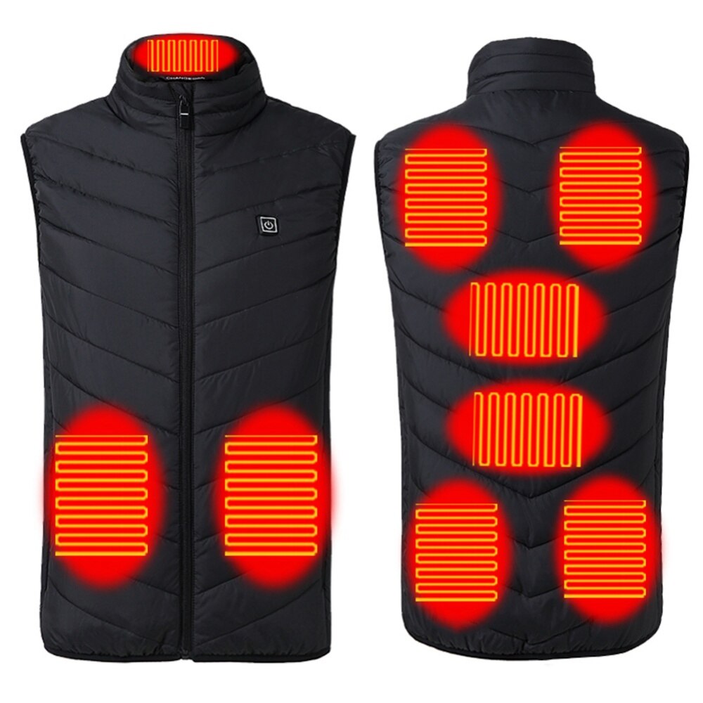Rechargeable USB Ski Heated Vests Jacket Windproof 9 Areas Smart Heating Electric Clothes Body Warmer For Camping Hiking Cycling