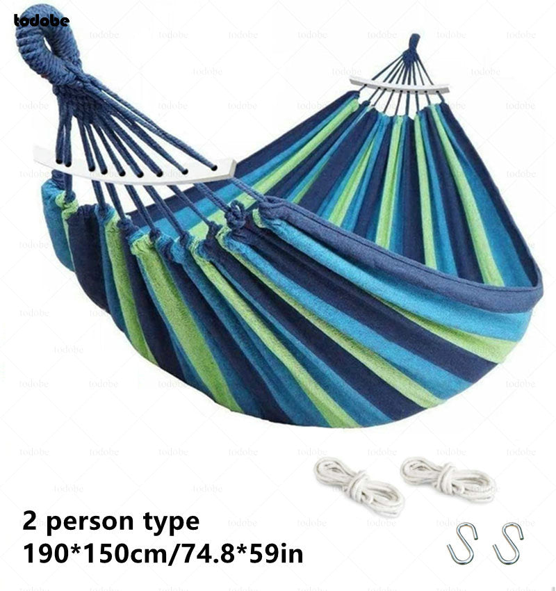 Single Wide Thick Canvas Hammock Outdoor Camping Backpackaging Leisure Swing Portable Hanging Bed Sleeping Swing Hammock