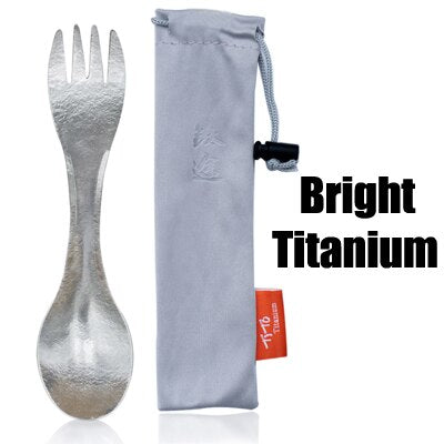 TiTo Titanium spork spoon Ultralight Cookware Portable for Outdoor Camping Picnic Accessories Hiking Travel 2in1 Tableware