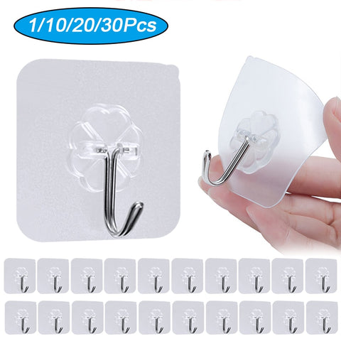 Transparent Surface Hook  |  Punch Free, Nail Free, No Drilling No Hole Stainless Steel Wall Hanger In Transparent Color