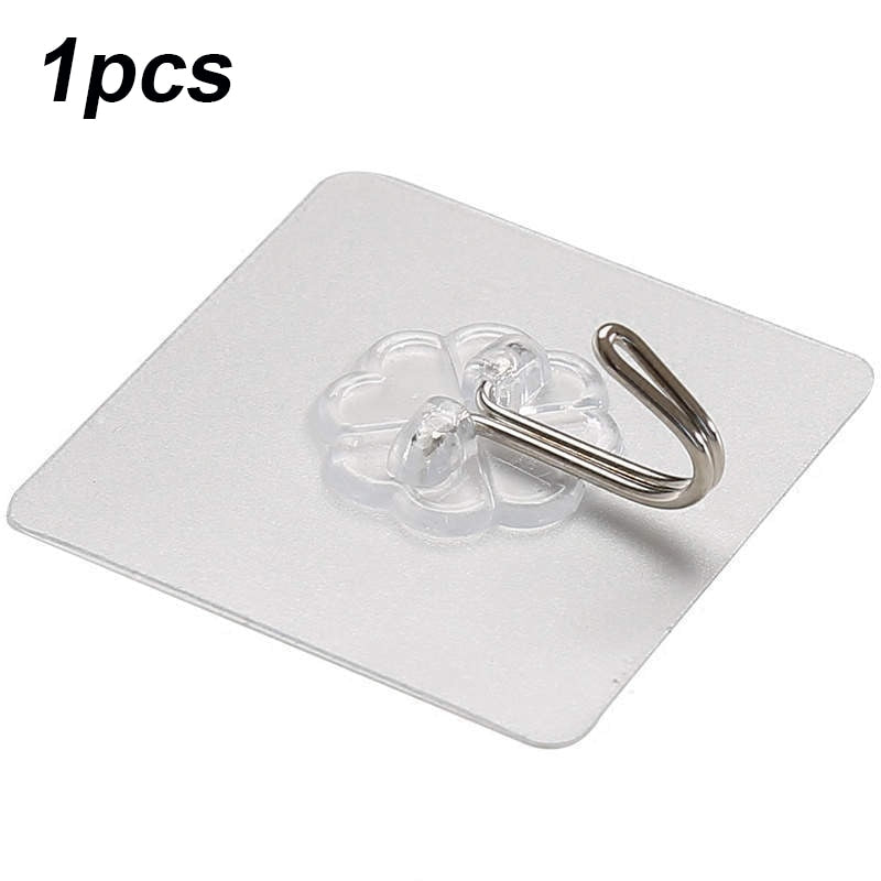 Transparent Surface Hook  |  Punch Free, Nail Free, No Drilling No Hole Stainless Steel Wall Hanger In Transparent Color